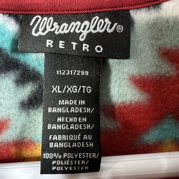 Wrangler Retro Unisex XL Aztec Oversized Pullover Fleece 1/4 Zip Jacket Medieval - Picture 14 of 16